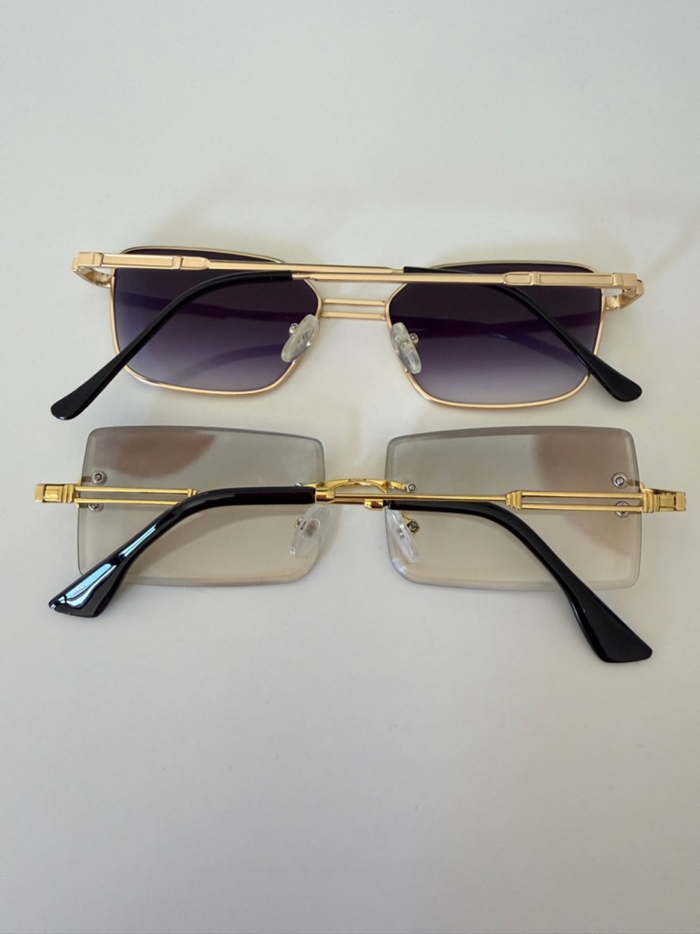 Gold Rim Rectangle Rimless Sunglasses - Women's Accessories - Picture 3 of 4